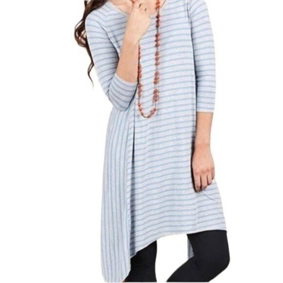 Matilda Jane Womens Striped Tunic Dress 3/4 Sleeve Blue/Gray Size Medium New - Picture 4 of 8